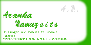 aranka mamuzsits business card